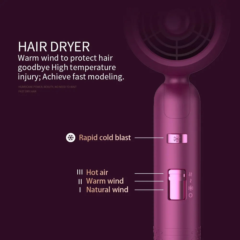 Hair Dryer with Diffuser Ionic Blow Dryer Professional Portable Hair Dryers Accessories for Women Curly Hair Purple Home Applian
