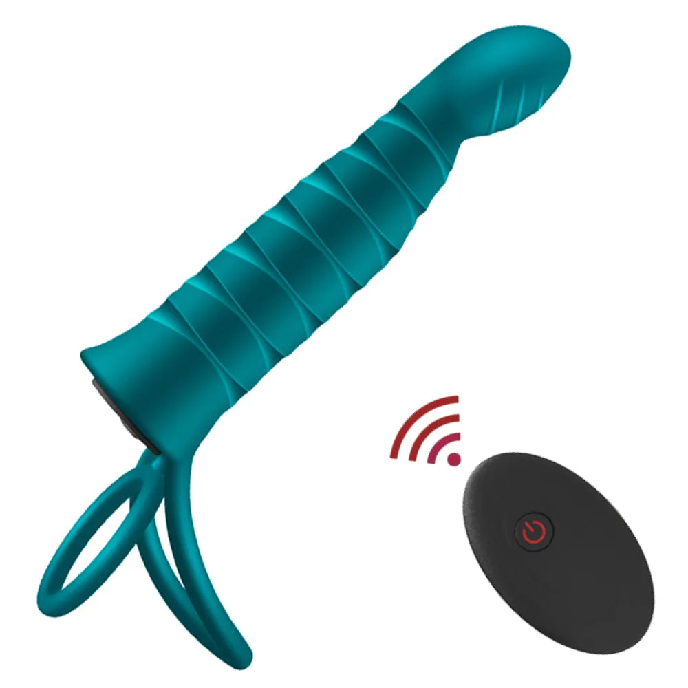 Adult FLXUR Double Penetration Dildo Vibrator Strap On Penis Anal Butt Plug Vibrator for Men Wireless Remote Adult Sex Toy For Couples