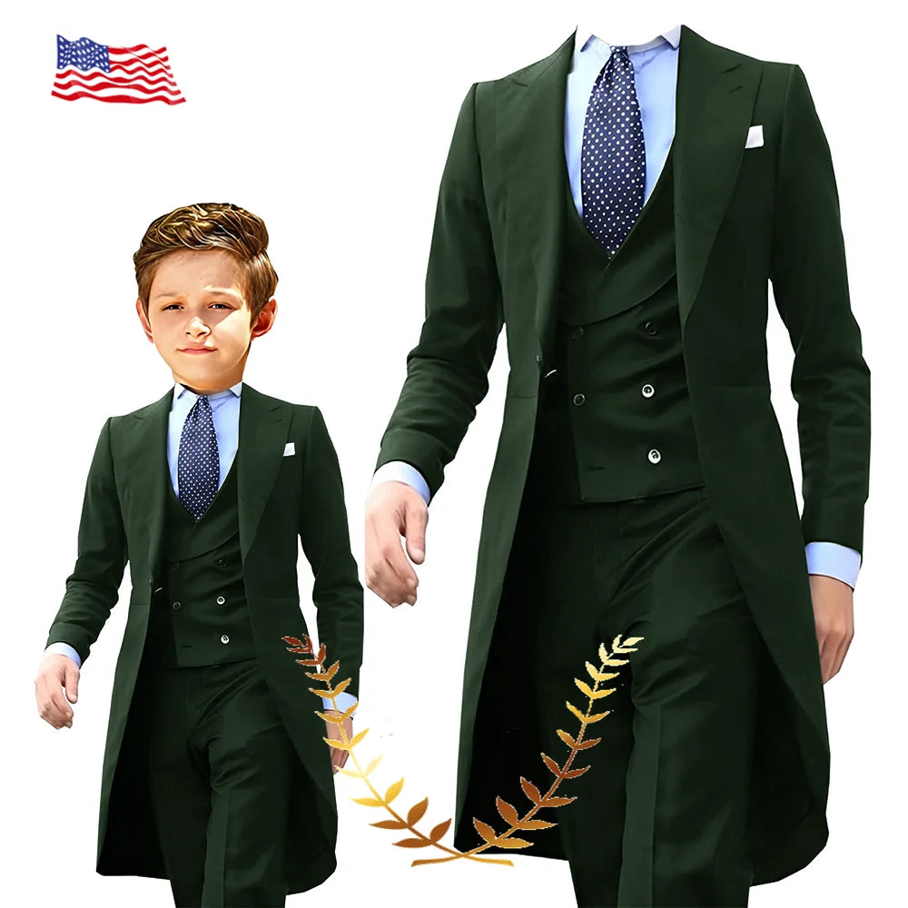 NEW Arrivals 3PCS Set Boys(3-16Yrs Old) Men S-5XL PLUS SIZE 5 Colors Formal Blazer Tuxedos Suit Wedding Evening Party Tuxedo Child Jacket Pants Vest Men Costume Groom’s Suit Luxury Fashion Apparel Supplies