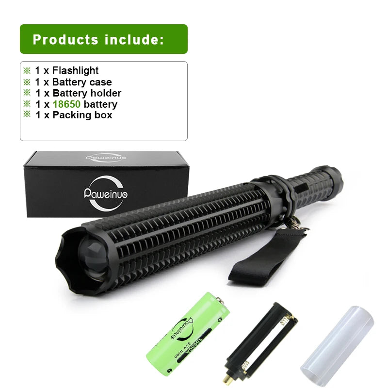 NEW Arrivals Self Defense Telescopic Zoom Flashlight LED Waterproof Baseball Bat Aluminum Alloy Torch Lamp For Emergency Anti Riot Equipment Women Men Safety Security Supplies