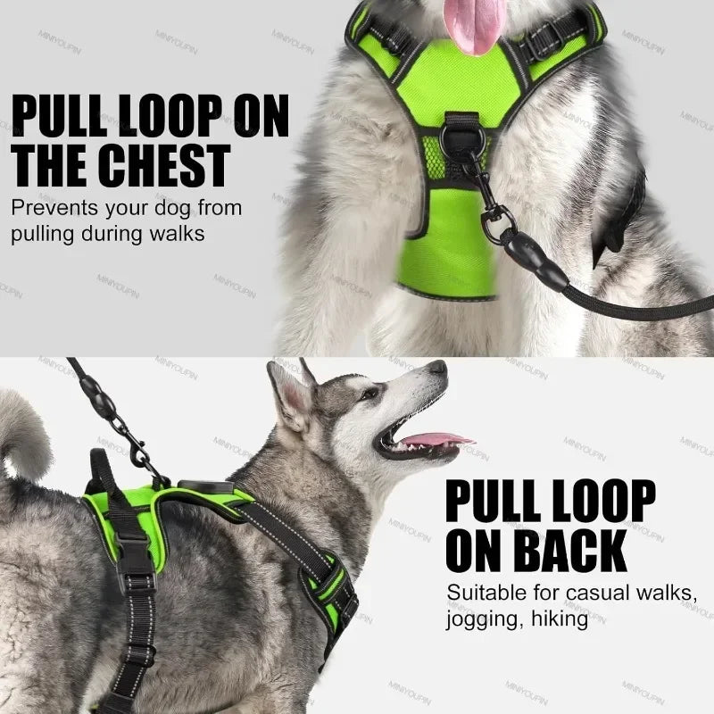 NEW Arrivals LED Light Up Dog Harness No Pull Adjustable Rechargeable Pet Luminous Vest Harness Small Medium Large Dogs Outdoor Night Walking Running Pet Supplies