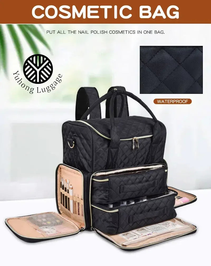 NEW Large Capacity 48 Bottle Nail Polish Organizer Bag Women Nail Art Storage Case Holds Bags Cosmetic Handbag Organizer Travel Carrying Nail Polish Cases Ladies Cosmetics Accessories Products