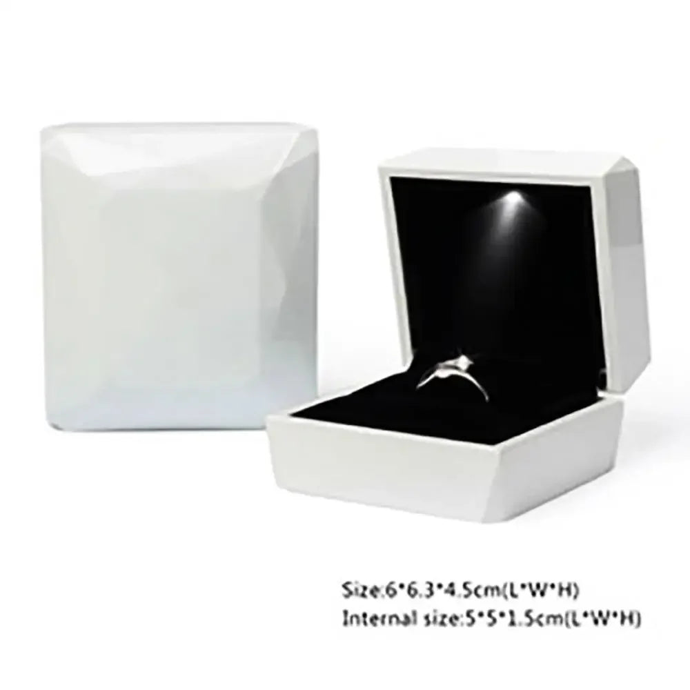 NEW LED Light Jewelry Box Luxury Ring Box for Proposal Engagement Wedding Rubber Paint Square Jewelry Gift Organizer Accessories Jewelry Supplies