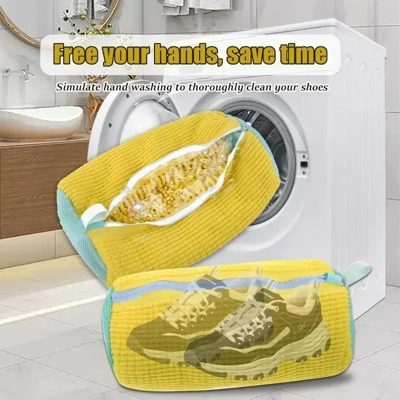 NEW 4pcs Set 3 Colors Laundry Bag Shoe Washing Net Washing Bag Padded Net Laundry Shoes Household Machine Washing Shoes Bags Drying Bags