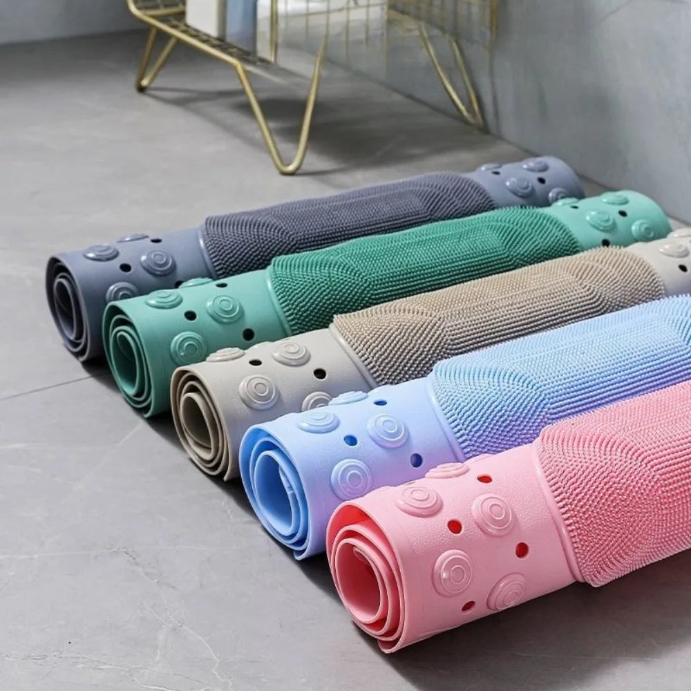 NEW 5 Colors Non Slip PVC Bath Mat with Suction Cup Massage Bumps Quick Dry Bathroom Rug Shower Safety Carpet Strong Drainage Bathroom Carpet