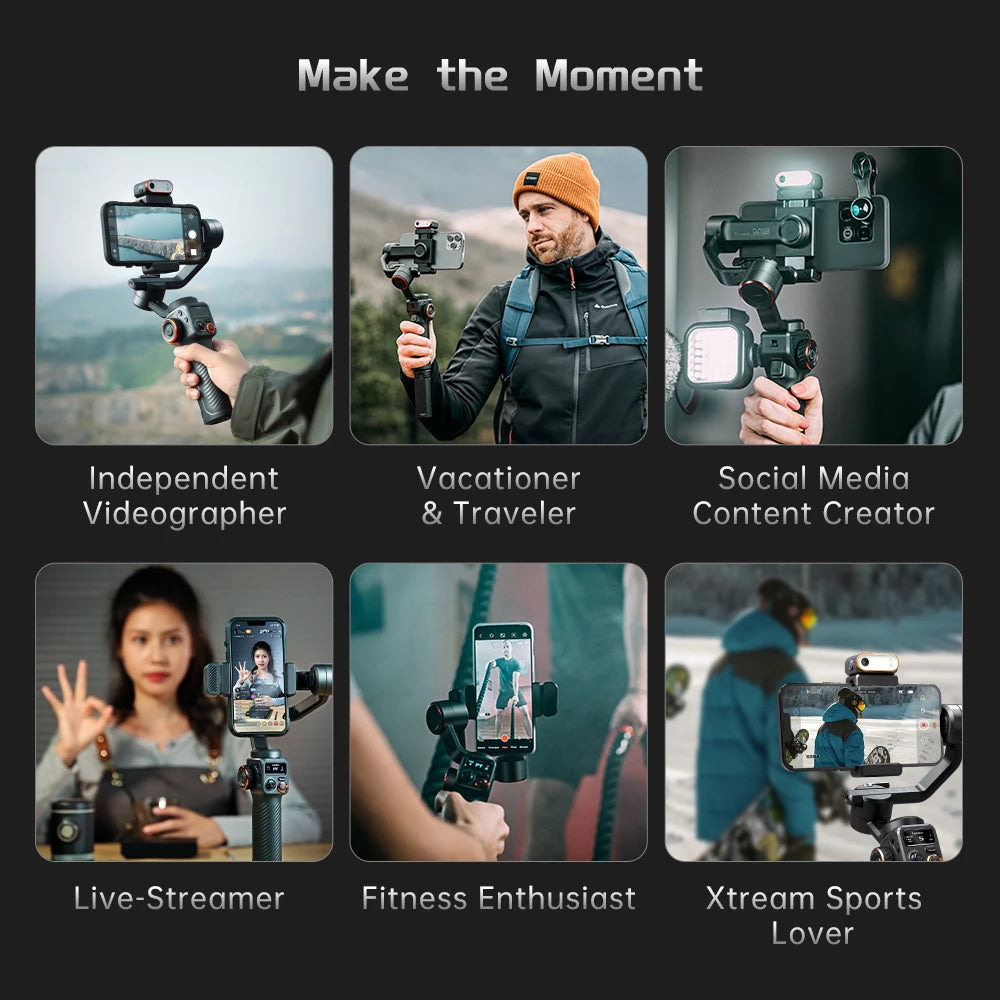 Professional M6 Kit Gimbal for Smartphone Remote Control Tripod Set, 3-Axis Gimbal, AI Tracker, Fill Light,Live Streaming for iPhone 15 Pro Max and Android Stabilizer Mobile Cell Phones Accessories Products Electronic Suppli