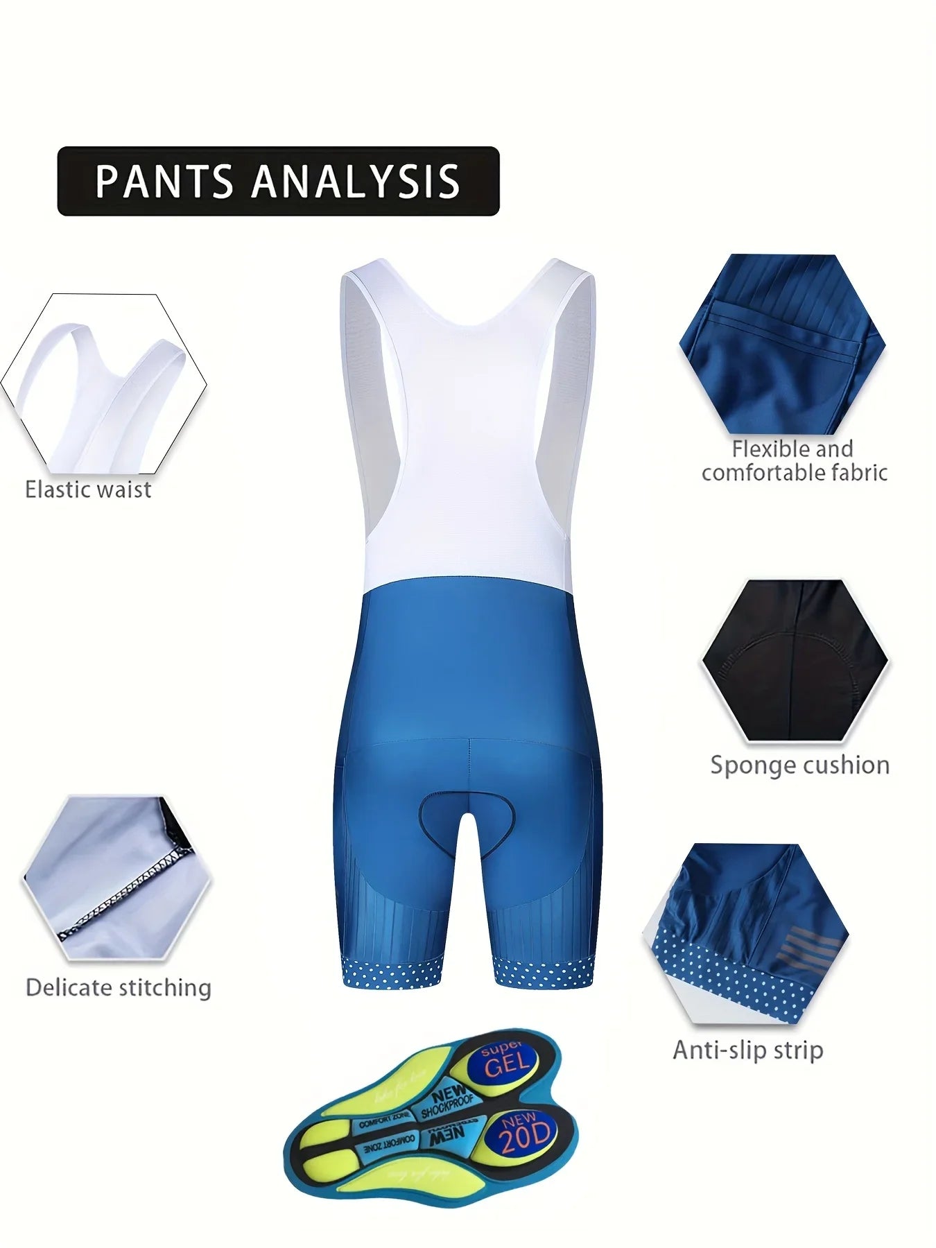 NEW Arrivals S-3XL Blue/Black Color 20D Padded & Powerband Cycling Pants Man MTB Shorts Men Professional Sports Men's Gel Bibs Summer Clothing Bib Short Bike Clothing