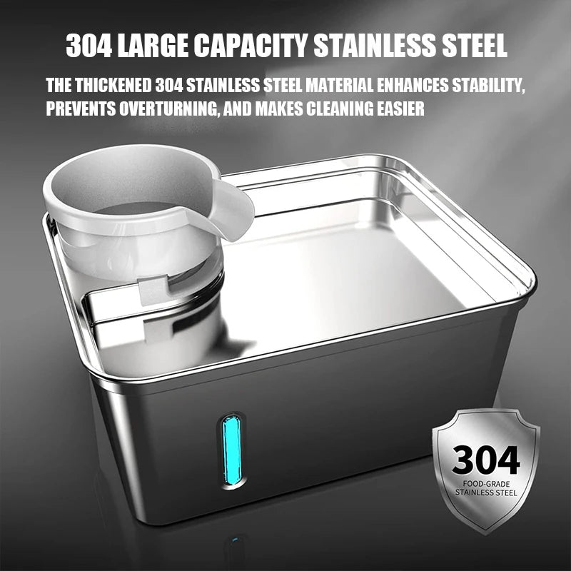 NEW Arrivals 8L Pet Water Fountain Stainless Steel Automatic Filter Pet Dispenser with LED Light Silent Pump Fountain for Cat and Dog Drinking Pets Supplies