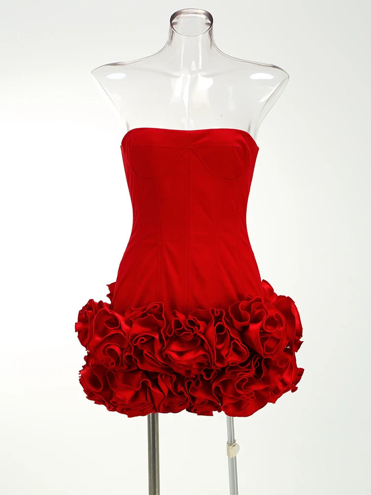 NEW Arrivals Black/Pink/White/Red Color Women's Formal Wedding Guest Evening Dresses Luxury Spring Autumn Summer Strapless Dress Fashion Flower Prom Gown