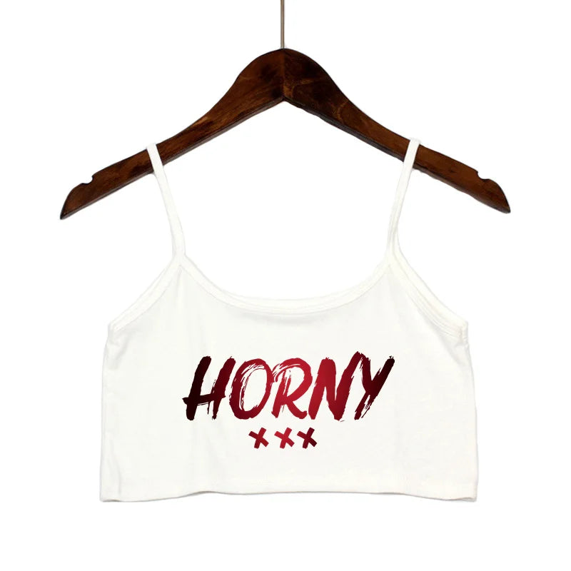 NEW Arrivals 4 Colors *HORNY* Backless Camisole Summer Crop Top Sexy Tops for Women Seamless Sleeveless Tank Tops Female Clothes Outdoor Running Hiking Summer Beach Bar Streetwear