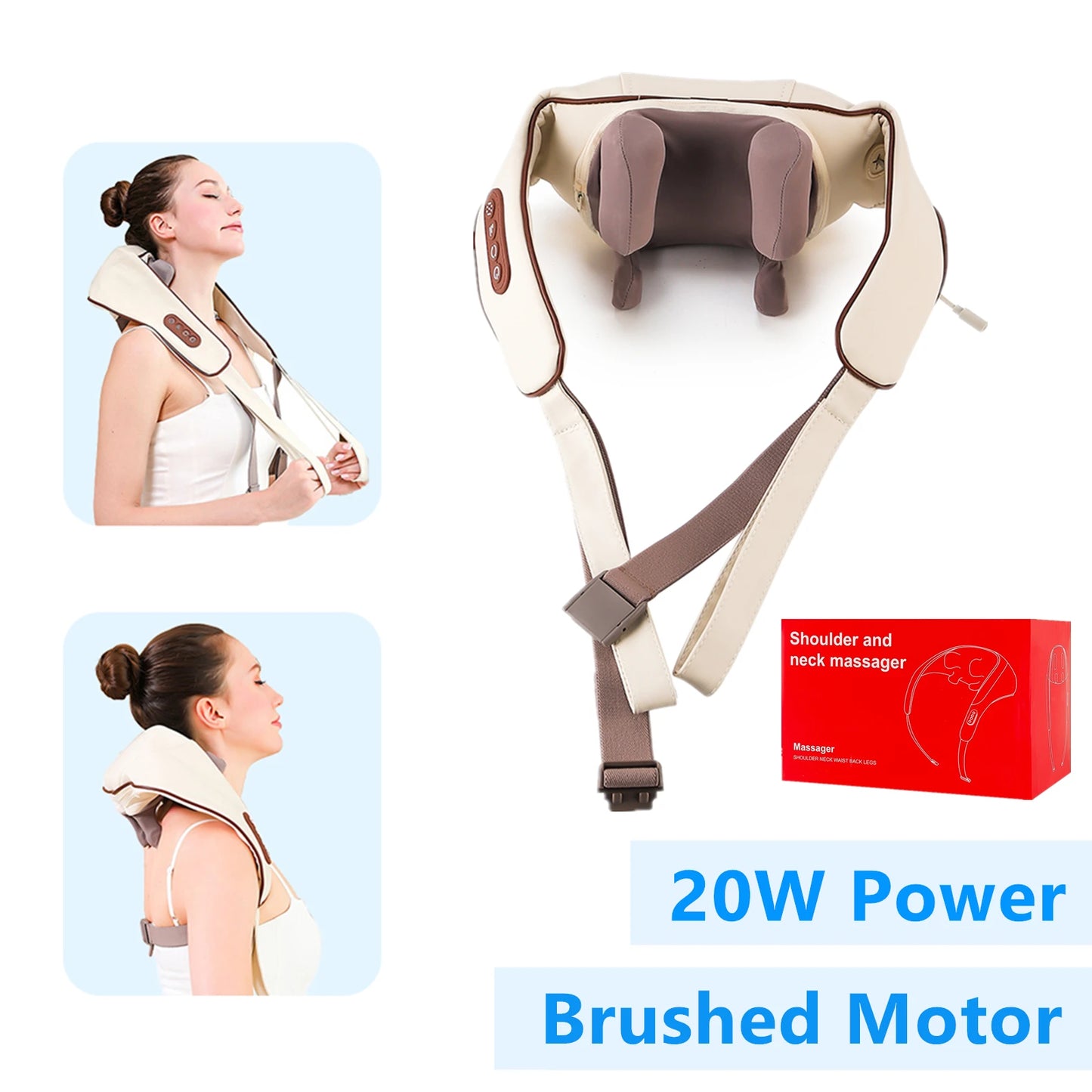 NEW Arrivals 20-26W Neck And Shoulder Massager Wireless Shoulder And Back Kneading Massage Shawl Trapezius Neck Cervical Massager Home Office Massage Relaxation Accessories Health Care Supplies