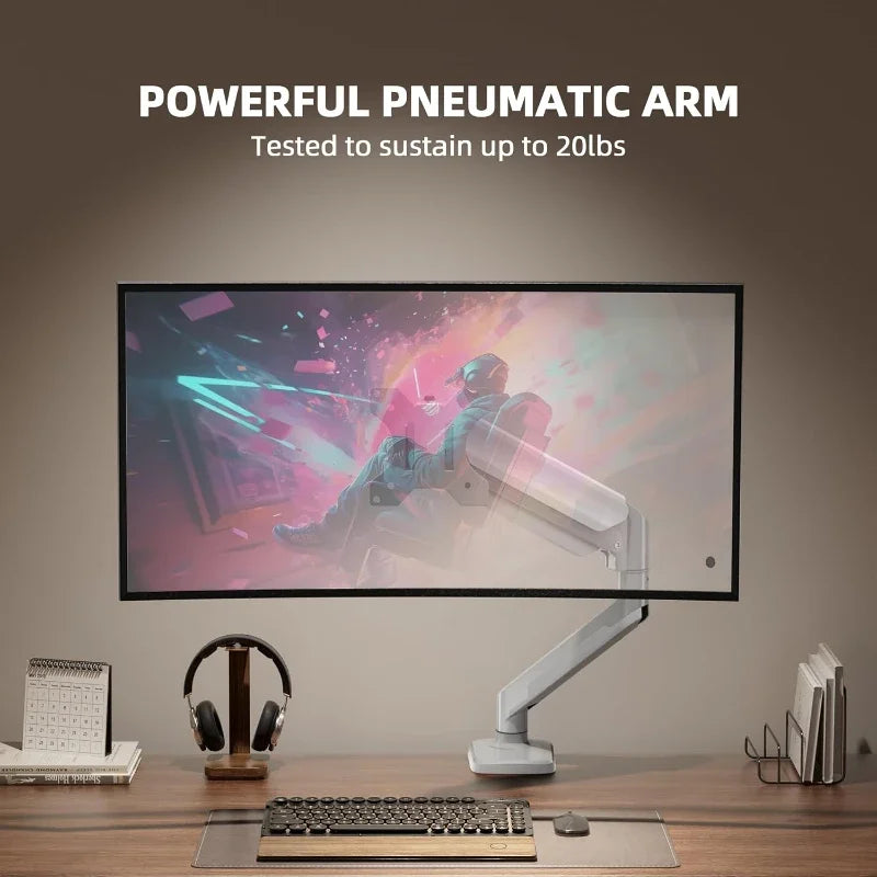 Adjustable Single Monitor Stand Gas Spring Monitor Arm Fully Adjustable Desk Stand Holds 4.4-20 lbs Computer Screen