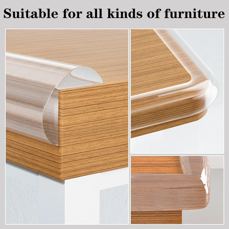 NEW Arrivals 3M Tape + 4PCS Corner Guards Set Table Edge Guard Furniture Corner Protector Strip Self Adhesive Transparent Kids Collision Proof Soft Bumper Baby Safety