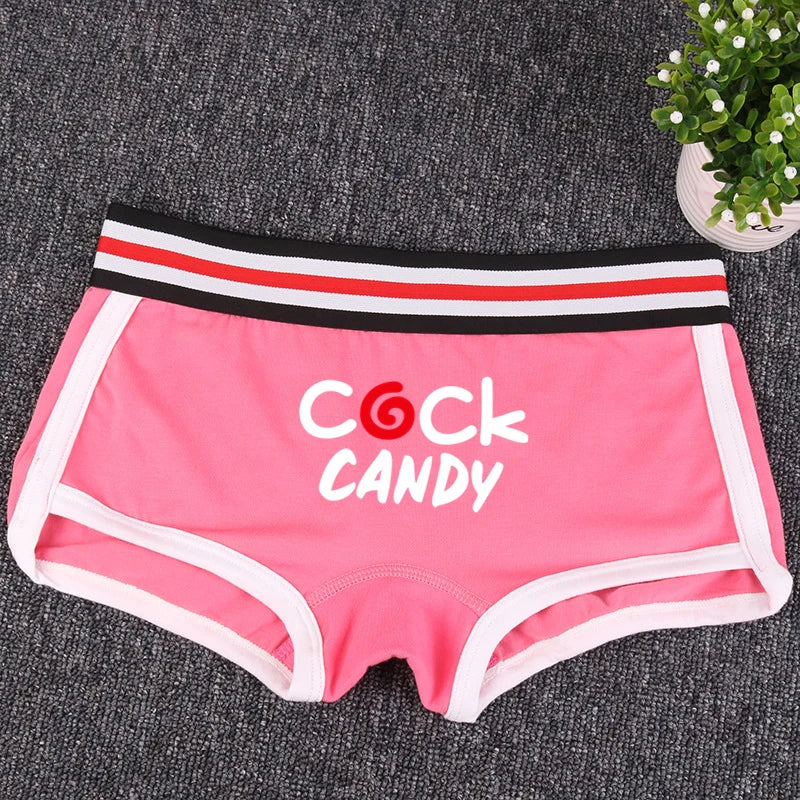 NEW Arrivals 7 Colors *COCK CANDY* Cotton Boy Shorts WIFE Gift Underwear for Women New Women Boxer Shorts Girl Panties Breathable Women's Intimates