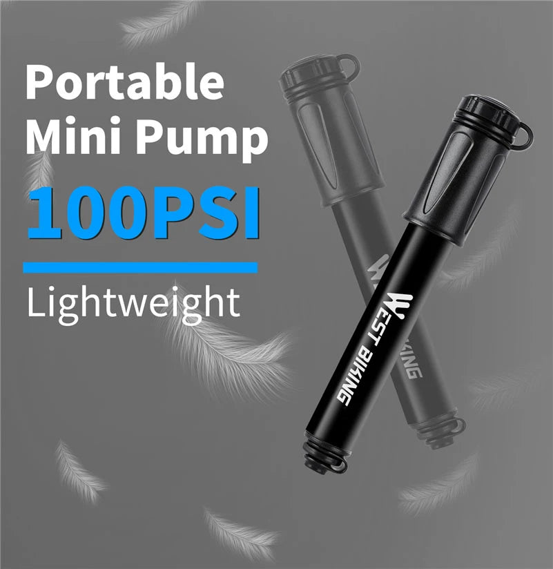 NEW Arrivals 100Psi Mini Bike Pump Aluminum Alloy Bicycle Hand Air Pump Tire Inflator Schrader Valve MTB Road Cycling Pump Bicycle Parts Accessories Sports Supplies