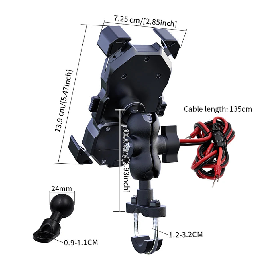 NEW Arrivals Mobile Phone Holder Bicycle Motorcycle Wireless Charging with QC3.0 USB Qi Charger GPS Navigation Mount Bracket Qi Wireless Charger Bicycle Sports Accessories
