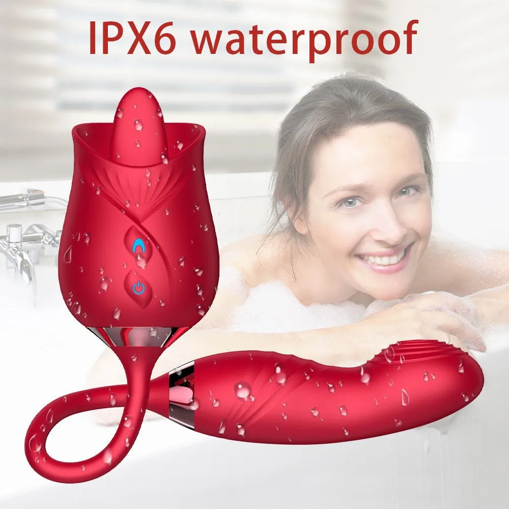 Rose Tongue Licking Vibrator Female G Spot Nipple Stimulation Adult Toys Vibrating Silicone Clitoral Vibrator Sex Toys for Women