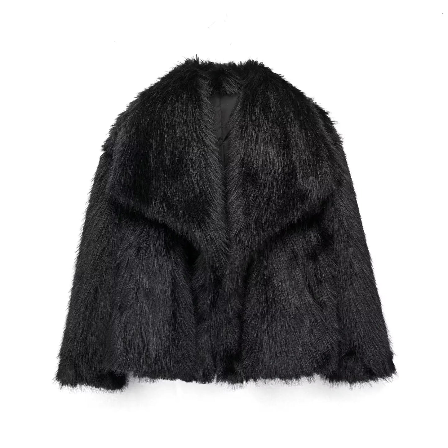Women Fashion Winter Solid Big Lapel Coat Faux Fur Coat Jacket New 2025 Autumn Winter Slouchy Burgundy Black Gray Coat