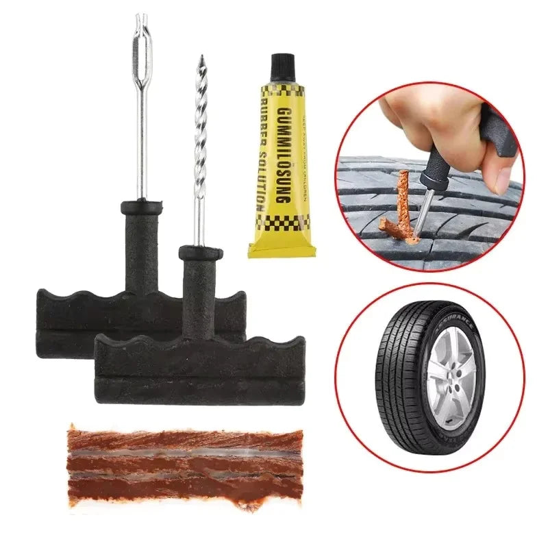 NEW Arrivals 50Pcs Set Bicycle Car Motorcycle Tire Repair Tool Kit with Rubber Strip Tubeless Tire Puncture Studding Plug Motorcycle Truck Vacuum Tire Repair Tools Kit
