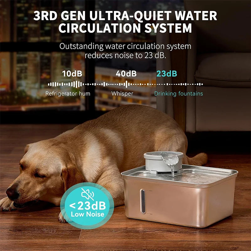 NEW Arrivals 8L Pet Water Fountain Stainless Steel Automatic Filter Pet Dispenser with LED Light Silent Pump Fountain for Cat and Dog Drinking Pets Supplies