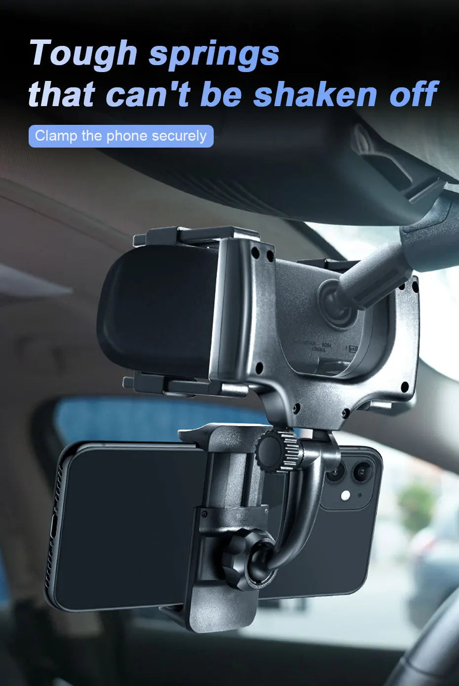 NEW Rearview Mirror Phone Holder for Car Free Rotation Adjustment Phone Mount Stable Gripper Smartphone Navigation Bracket