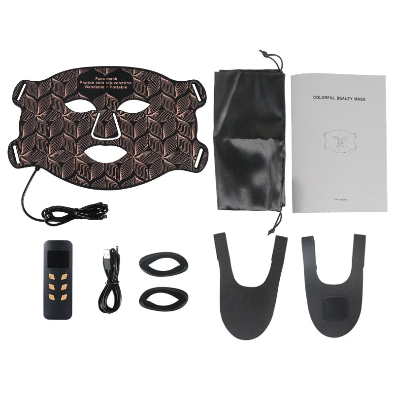 NEW Arrivals LED Facial Mask Set with Neck 8 Color Near-Infrared Red Facial and Neck Photon Oil Control Skin Firming Whitening and Anti Redness Skin Care Supplies