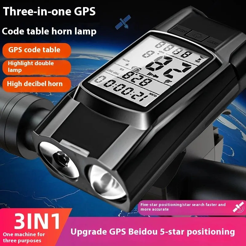 NEW Upgrade GPS Wireless Code Table Speaker 5000 mAh 1000 Lumens Light Three in One Five-Star Positioning Long Endurance High Brightness Riding Equipment