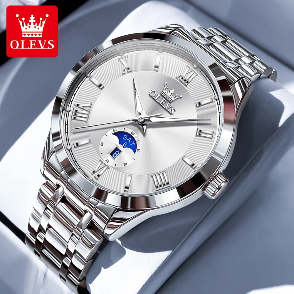 NEW 4 Colors 100% Original OLEVS 3638 Men Watch Original Quartz Watch Stainless Steel Waterproof Luminous Large Dial Day Date Watches Luxury Men Box Luxury Gifts for Husband Boyfriend