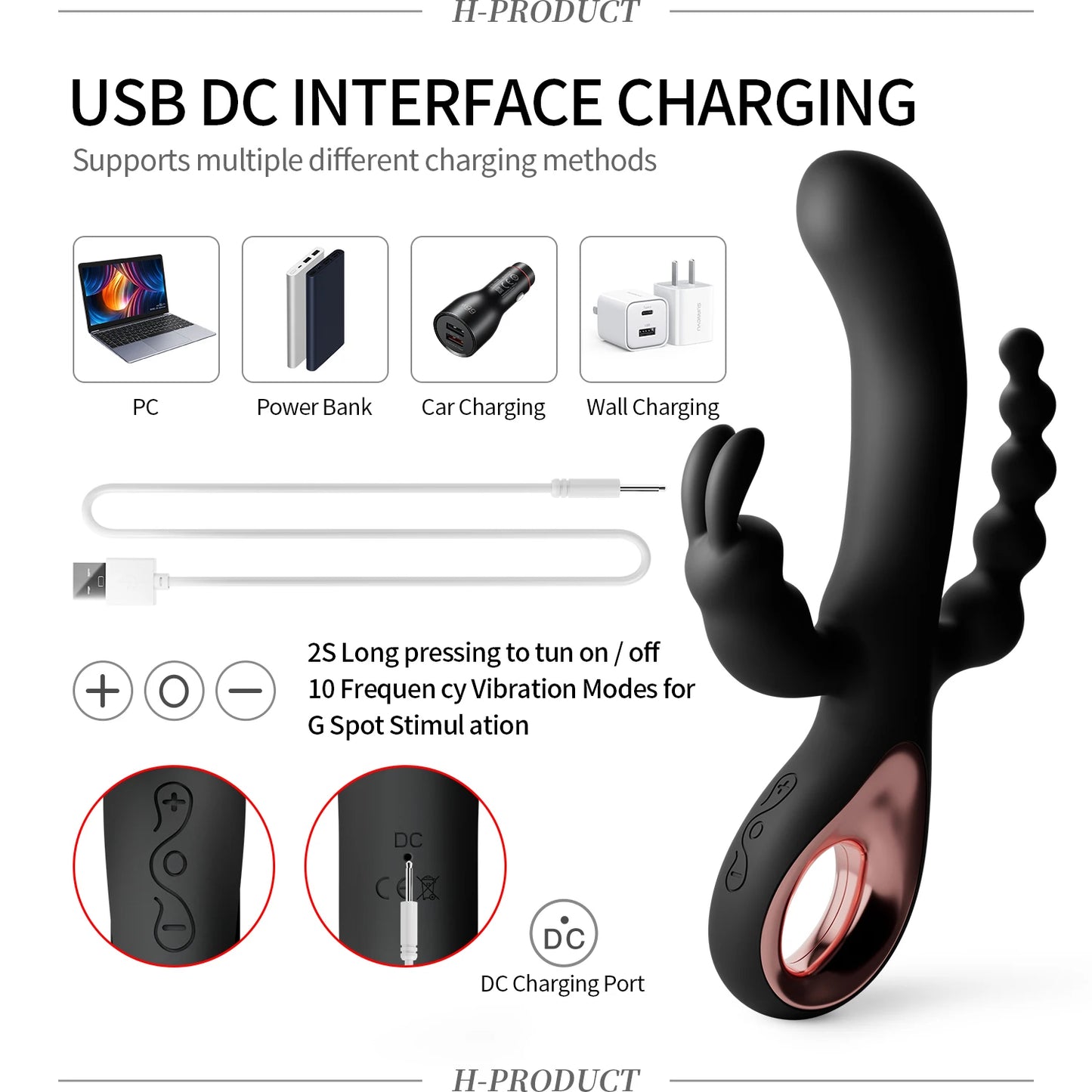Dildo Rabbit Vibrator For Women Vagina Massage G-Spot Powerful Vibrators Nipple Clitoral Stimulator Orgasm Sex Toy Anal Beads 18