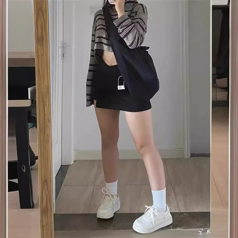 NEW Arrivals S-4XL Plus Size Sexy Hot Mini Skirt New Style Women's Summer Pear Shaped Slimming Black Skirt A- Line Flattering Body Shape Revealers Girls Sexy Streetwear Clothes