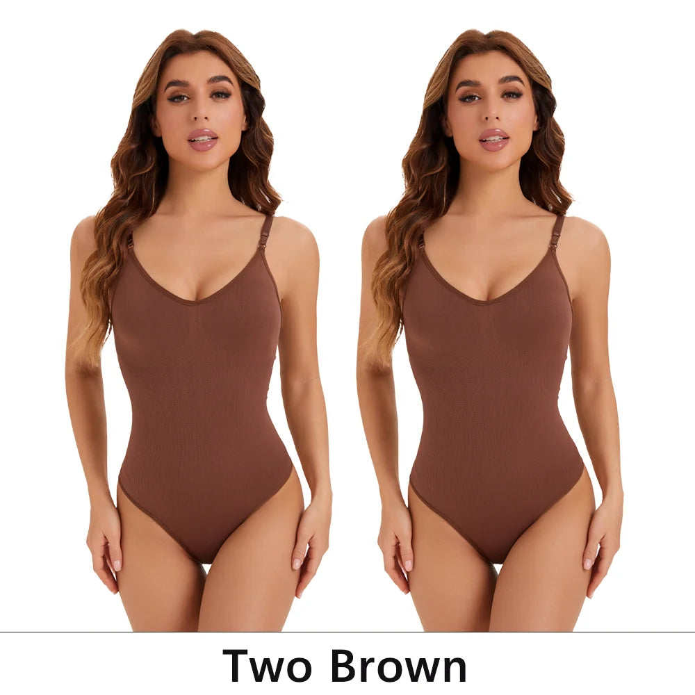 NEW Arrivals 2PCS Set S-2XL High Elastic Bodysuit for Women Tummy Control Shapewear Sexy Seamless Sculpting Thong Body Shaper Slimmer Slimming Black Tank