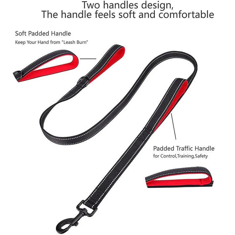 NEW Arrivals 9 Colors 1.2/1.5/1.8m Two Handle Heavy Duty Double Handle Nylon Dog Leash For Training Control Guard Rope Walking Cats Dogs Harness Lead Pets Accessories
