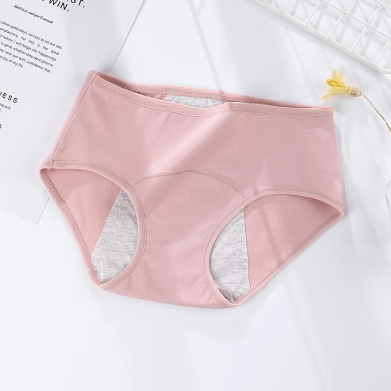 3PCS/Set Women's Menstrual Briefs Panties Large Flow Postpartum Water Absorption Leak Proof Waterproof Briefs Women's Pure Cotton Menstrual Panties Set Women Underwear Clothing Period Hygiene Lingerie Health Care Supplies