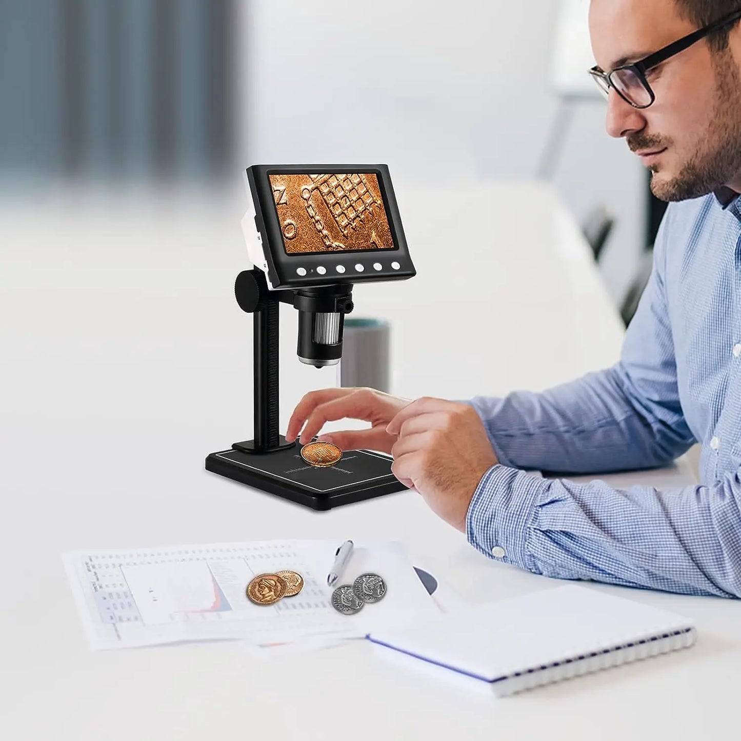 Hayve 4.3'' Digital Microscope 1600X USB Microscope 1080p Soldering Microscope with 8 LEDs Compatible with Windows/Mac OS (DM7)