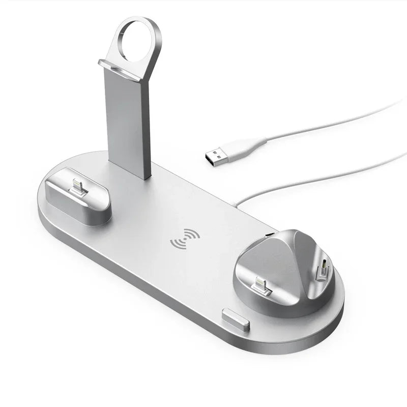 NEW Arrivals 7 In 1 Wireless Charger Stand Pad For iPhone 15 14 13 12 11 X Apple Watch Air Pods Desk Phone Chargers Fast Charging Dock Station Electronic Supplies
