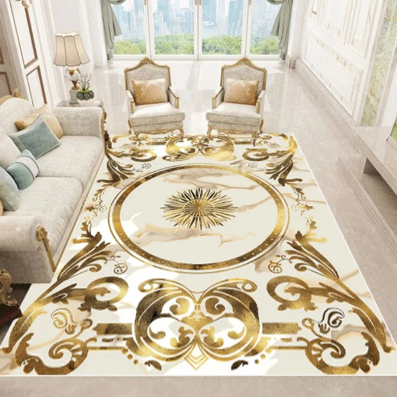 NEW Arrivals 12 Patterns Luxury European Style Carpets Living Room Sofa Side Rugs Home Decoration Soft Golden Carpet Bedroom Cloakroom  Floor Mat