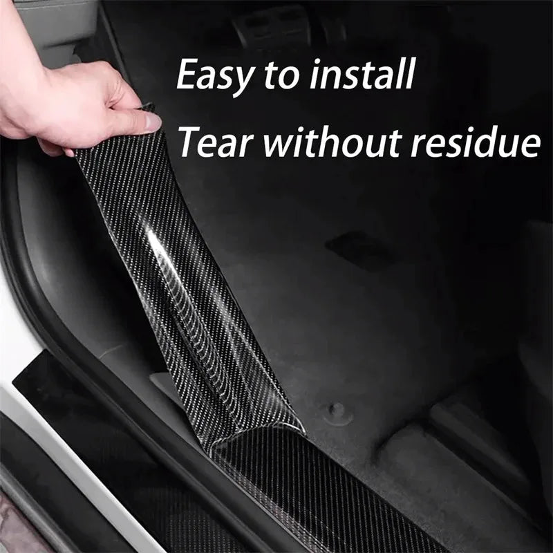 NEW Arrivals 10CMx3M 3D Nano Carbon Fiber Car Bumper Door Guard Protection Film 3M Car Door Sill Protector Sticker Black Waterproof Anti Scratch Tape Car Accessories