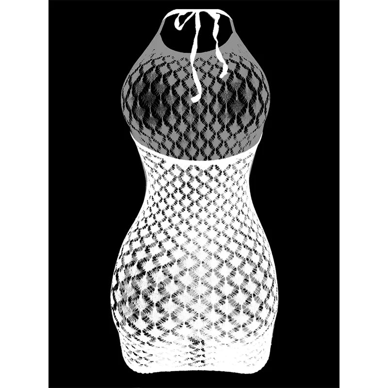 Sexy Hot Women Fishnet Hollow Out Cover Up Dress See Through Bodycon Beach Swimwear Summer Beachwear Mini Dress Swimming Bathing Apparel Supplies