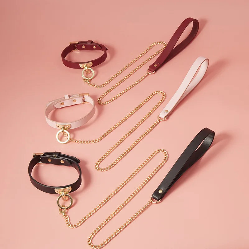 Couple SM Leather Genuine Cowhide Dog Slave Neck And Neck Collar Harness Sex Bondage Eroties Games Set Sadomasochism Accessories