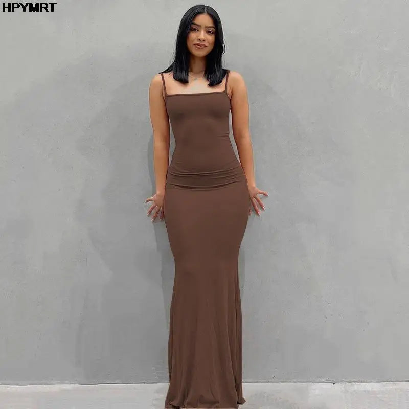 NEW Arrivals 8 Colors Satin Slip Sleeveless Backless Slim Sexy Maxi Dress Spring Women Party Y2K Concise Bodycon Elegant Dresses Female Clothing Summer Evening Beach Party Dress