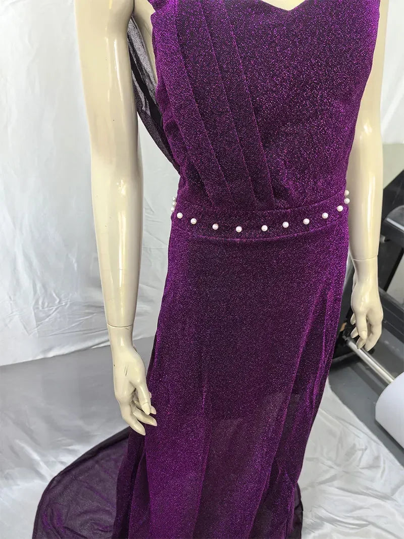 NEW Arrivals M-4XL 8 Colors Women's Wedding Party Dress Evening Elegant Sexy Deep V-Neck One Shoulder Sleeveless Sequined Long Maxi Dresses Ladies Luxury Fashion Clothing Products