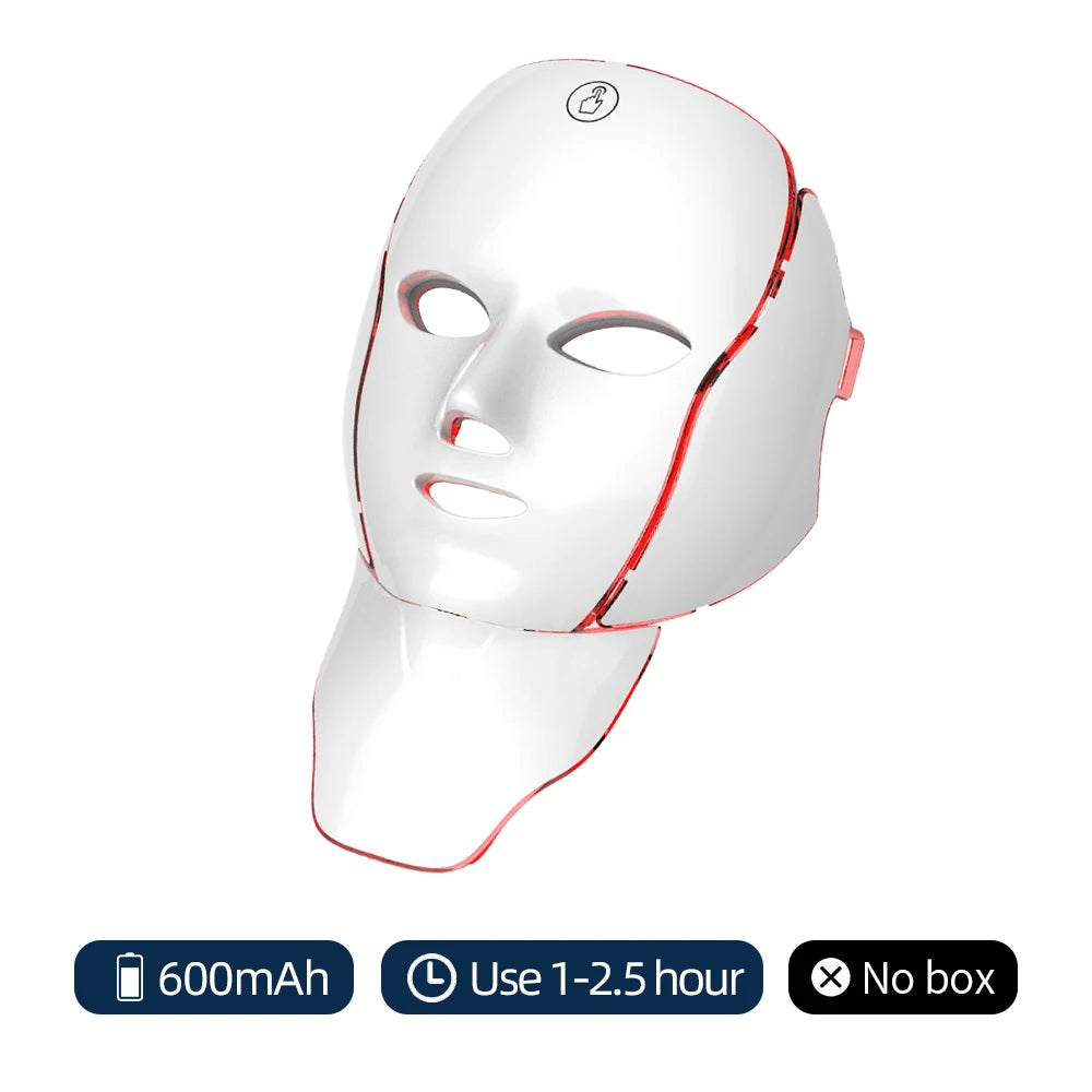 NEW 7 Colors LED Facial Mask with Neck Light Therapy Red Light Facial Mask for Anti-Aging Rejuvenation Brighten Skin Beauty Device Women Skin Care Supplies