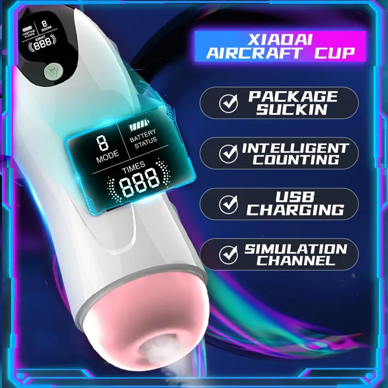 Adult Men's Suction Simulation Channel Masturbator Vagina Oral Vacuum Suction Masturbation Toy Penis Aircraft Cup Male Adult Sex Toy