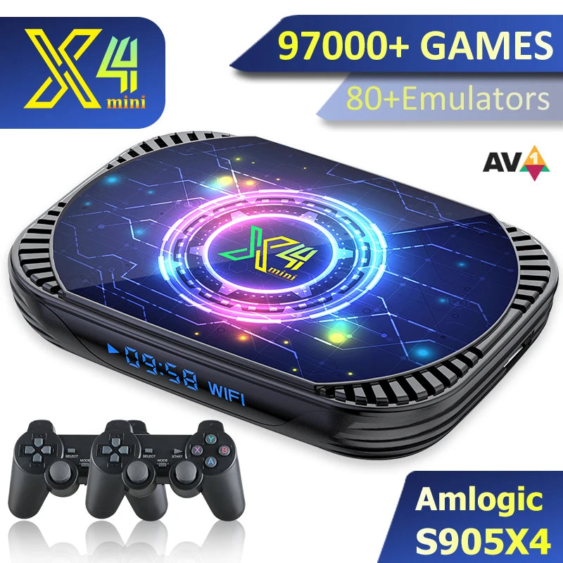 X4 Mini Classic Retro Super Console S905X4 Android Bluetooth 11 EE4.6 System with 58-000 75.000 90000+ Game 80+Emulators 4K/8K HD TV Box Computer Gaming Console Set Electronics Supplies