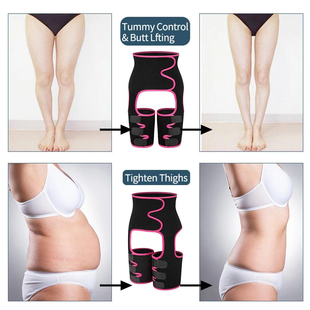 Sweat Waist Butt Lifter Trainer Thigh Trimmer for Women Workout Fitness High Waist Butt Lift Shapewear Belt 3 in 1 Adjustable Belt