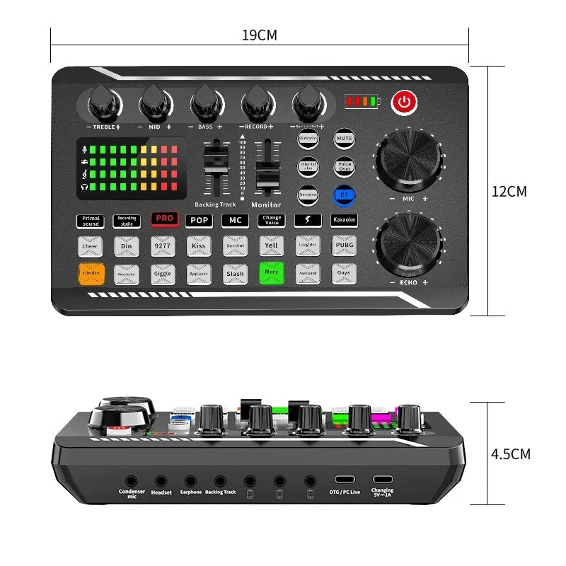 F998 Sound Card Microphone Mixer Kit 16 Sound Effects Audio Recording Sound Mixer Audio Mixing Console Amplifier for Phone PC