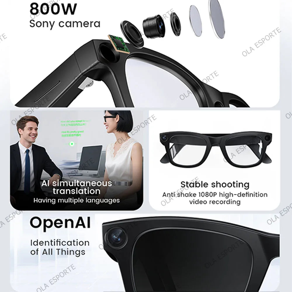 NEW Arrivals 4K AI Smart Glasses Multifunction Camera Bluetooth Call Voice Assistant Music Player Translate Glasses UV Polarized Sunglasses Xiaomi Outdoor Business Meetings Spy Glasses