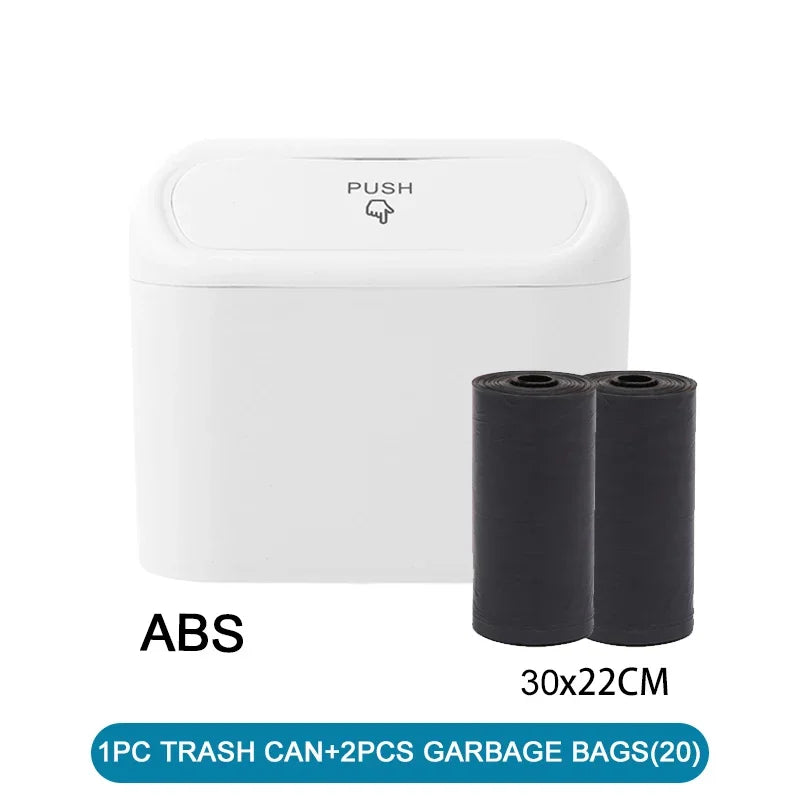 NEW Blue/White Color Car Trash Can (with Lid) Contains 60 (300) Garbage Bags, Small Car Trash Can, Leak-Proof Mini Car Cleaning Accessories