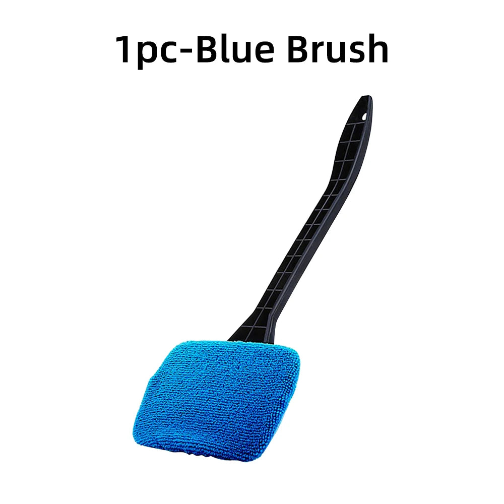 NEW 4PCS Set Car Window Defogging Cleaner Brush Kit Microfiber Windshield Cleaning Tool Auto Interior Glass Wash Wiper Long Handle Reusable Cloth Pads Car Cleaning Accessories