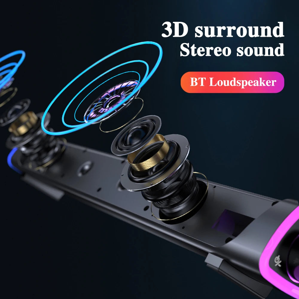 NEW Arrivals 3D Computer Speaker Bar Stereo Sound Subwoofer Bluetooth Dual Speakers Music Player Wired Loudspeaker For Laptop PC Notebook Computer Accessories Electronics Supplies